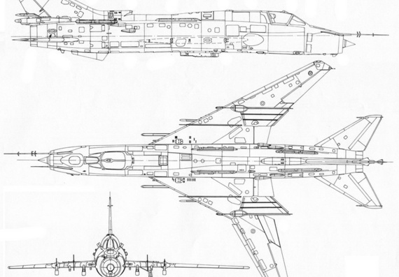 Сухой Су-22 чертежи (рисунки) самолета